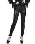 Devil Fashion Infernia Womens Gothic Lace Up Leggings - Black & Red - Black & Red