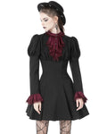 Dark In Love Gothic Lace Frilled Cravat Dress - Black & Red