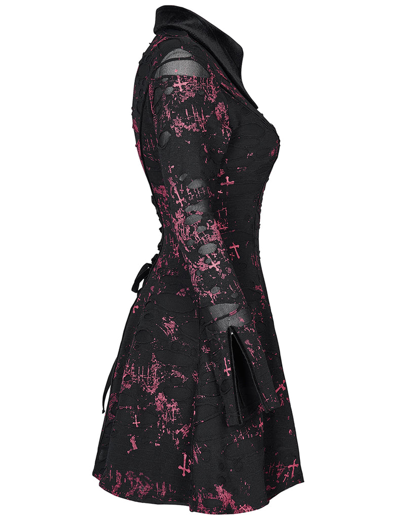 Pink Rover Dress Punk Rave Womens Corrosion Shredded Apocalyptic Punk Dress Black & Red ...