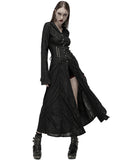 Punk Rave Womens Dark Gothic Cutout Applique Jacquard Hooded Cloak Jacket