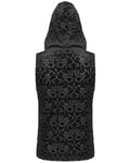 Devil Fashion Mens Baroque Gothic Flocked Mesh Hooded Tank Top