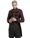 Devil Fashion Mens Dark Gothic Aristocrat Tailed Morning Jacket - Red & Black