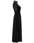 Punk Rave Womens Gothic Lace Applique Velvet Mourning Dress