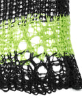 Punk Rave Womens Shredded Broken Knit Sweater Top - Black & Green Stripe