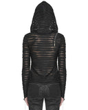 Devil Fashion Dissention Womens Hooded Cyberpunk Mesh Top