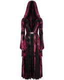 Punk Rave Womens Gothic Tie Dye Hooded Cloak Jacket - Black & Red