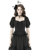 Dark In Love Steampunk Lolita Ribbon Lacing Off Shoulder Blouse