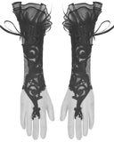 Dark In Love Guiture Lace Applique Mesh Gloves