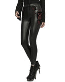 Punk Rave Womens Gothic Lace Applique Leggings - Black & Red