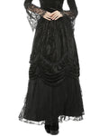 Dark In Love Womens Gothic Courtesan Ruched Velvet & Lace Maxi Skirt