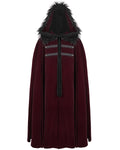 Devil Fashion Mens Long Gothic Hooded Cloak Coat Red Velvet Faux Fur Steampunk