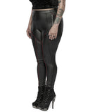 Punk Rave Womens Casual CyberGoth Leggings - Black & Red - Extended Size Range