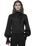Punk Rave Fenwick Mens Gothic Regency Shirt - Black Jacquard