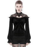 Dark In Love Fateless Gothic Velvet & Lace Top