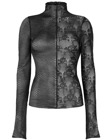 Punk Rave Womens Gothic Split Sheer Skull Mesh Top – Violent Delights