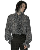 Punk Rave Mens Gothic Embossed Chiffon Dress Shirt - Grey