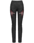 Devil Fashion Infernia Womens Gothic Lace Up Leggings - Black & Red - Black & Red