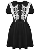 Dark In Love Gothic Lolita Floral Applique Mini Dress