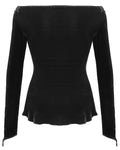 Devil Fashion Incediara Womens Gothic Velvet & Lace Off Shoulder Top