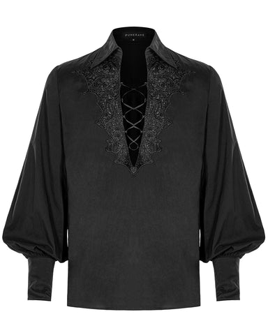 Punk Rave Phineas Mens Regency Gothic Lace Up Poet Shirt