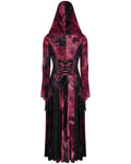 Punk Rave Womens Gothic Tie Dye Hooded Cloak Jacket - Black & Red