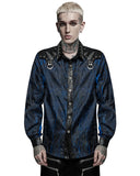 Punk Rave Mens Corporate Gothic Cyberpunk Shirt - Black & Blue