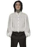 Punk Rave Mens Viserion Dragonscale Jacquard Gothic Dress Shirt - White