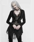 Eva Lady Katie's Obsession Womens Gothic Tailcoat Jacket - Black Velvet & Lace