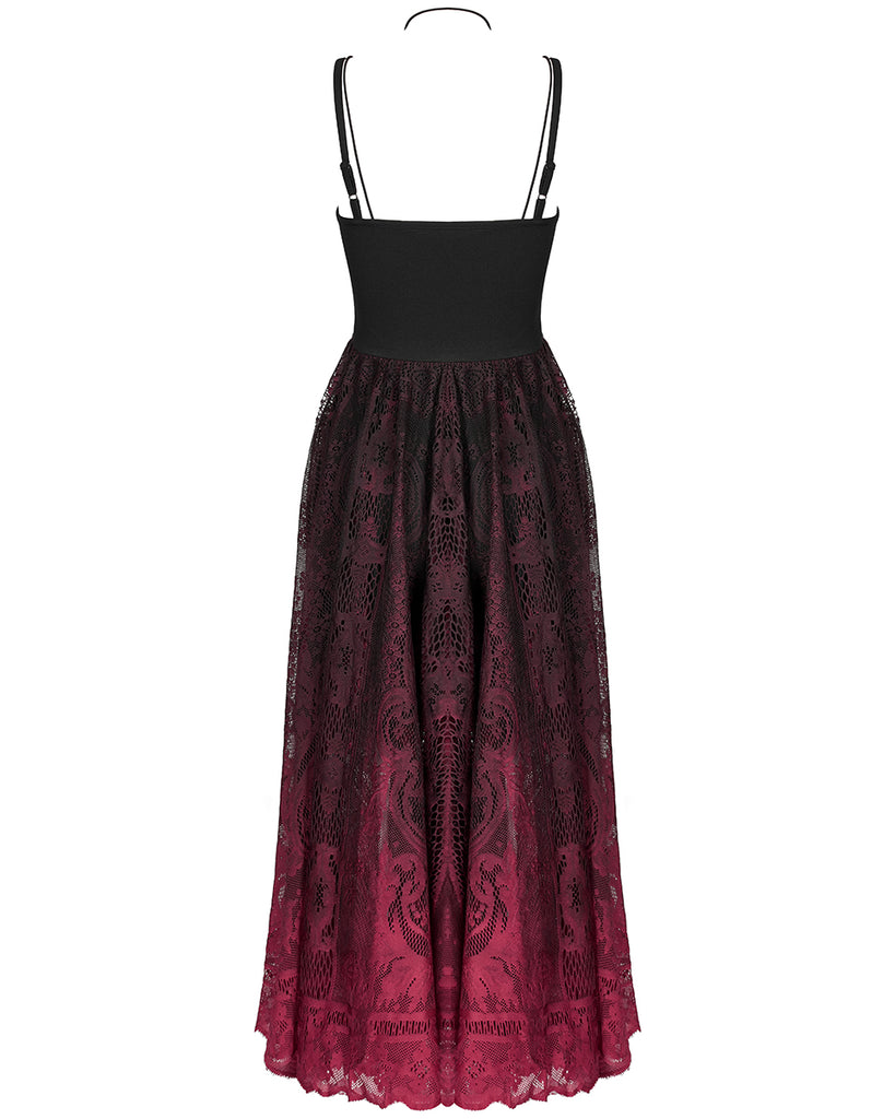 Pink Rover Dress Punk Rave Daily Life Casual Gothic Gradient Dress - Black & Red ...