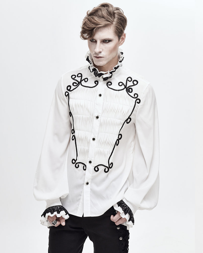 Devil Fashion Verendus Mens Gothic Shirt - White Violent Delights Devil Fashion Verendus Mens Gothic Shirt - White Violent Delights