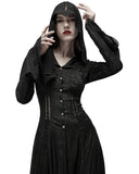 Punk Rave Womens Dark Gothic Cutout Applique Jacquard Hooded Cloak Jacket