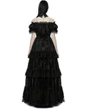 Punk Rave Dark Decadence Flocked Lace Gothic Wedding Dress - Black