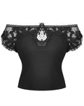 Dark In Love Gothic Lace Sleeve Off Shoulder Top
