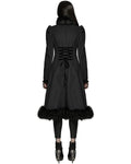 Punk Rave Womens Gothic Lace Applique Velvet Maxi Coat