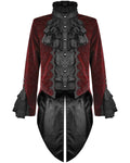 Devil Fashion Athanasius Mens Gothic Tailcoat Jacket - Red & Black Damask