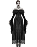 Devil Fashion Covetous Nature Womens Long Gothic Ballgown Wedding Dress - Black Velvet & Lace