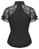 Eva Lady Womens Dark Gothic Lolita Lace Ruffle Top