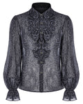 Punk Rave Mens Gothic Embossed Chiffon Dress Shirt - Grey