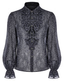 Punk Rave Mens Gothic Embossed Chiffon Dress Shirt - Grey