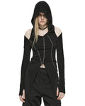 Punk Rave Daily Life Womens 2-Piece Cyberpunk Hooded Tank Top Set