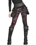 Punk Rave Corrosion Womens Shredded Dieselpunk Leggings - Black & Red