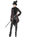 Devil Fashion Libertine's Remorse Womens Gothic Aristocrat Dovetail Coat - Red & Black