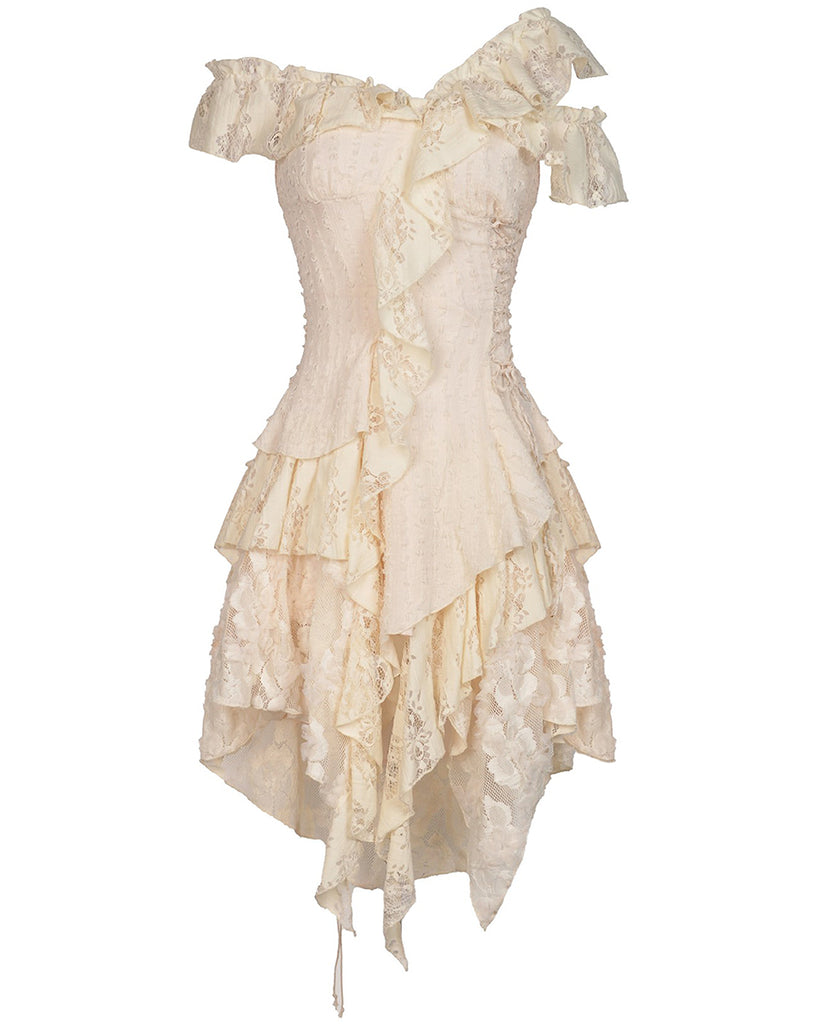 Dark In Love Eldonia Lace Steampunk Dress - Vintage Off-White Violent Delights Dark In Love Eldonia Lace Steampunk Dress - Vintage Off-White Violent Delights