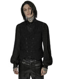 Punk Rave Mens Dark Gothic Aristocrat Chained Waistcoat Vest - Black Jacquard
