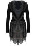 Eva Lady Katie's Obsession Womens Gothic Tailcoat Jacket - Black Velvet & Lace