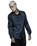 Punk Rave Mens Corporate Gothic Cyberpunk Shirt - Black & Blue