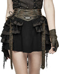 Devil Fashion Philodendron Steampunk Mini Skirt - Black & Brown