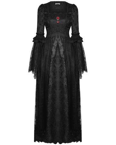 Dark In Love Gothic Courtesan Jacquard Lace Maxi Dress