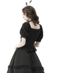 Dark In Love Steampunk Lolita Ribbon Lacing Off Shoulder Blouse