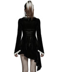 Punk Rave Womens Gothic Asymmetric Velvet Evening Dress - Black & White